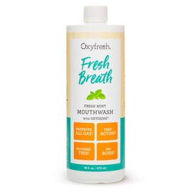 Oxyfresh Fresh Breath Fresh Mint Mouthwash – Dentist Recommended for Long-Lasting Fresher Breath & Healthy Gums | Alcohol & Fluoride Free (1-16 oz Bottle)