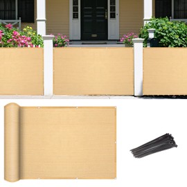 2'6" x 10' Beige Fence Screen Balcony Privacy Screen Shade Netting Mesh Cloth with Grommets for Apartment, Patio, Backyard, Porch, Railing - Customized Size