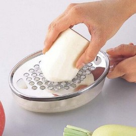 All Stainless Steel Handled Grater for Baby Food, Fruit, and Cheese White