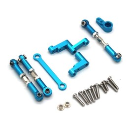 RWLZLB Steering Assembly, Tie Rod, Servo Arm Kit, Metal Upgrade Spare Parts Accessories for Hyper Go H16BM H16GT H16DR H16PL MJX 16207 16208 16209 16210 H16 1/16 Model RC Car (Blue)