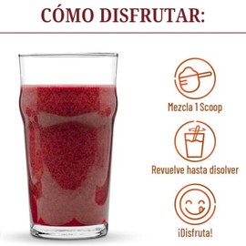 Frutos Rojos en Polvo con Resveratrol + Colágeno Hidrolizado | Arándano, Granada, Acaí, Goji y Betabel en Polvo | Sin Azúcar | 300g 30 Servicios