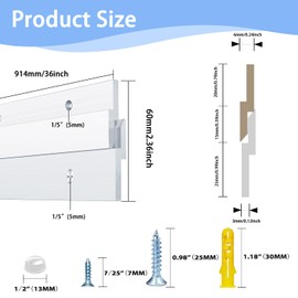 36 Inch French Cleat Hanger, Aluminum French Cleat, Mirror Hanging Hardware, French Cleat Heavy Duty for Panel, Whiteboard, Cabinet, Shelf, Headboard, Art (1 Pair, Support 240lbs)