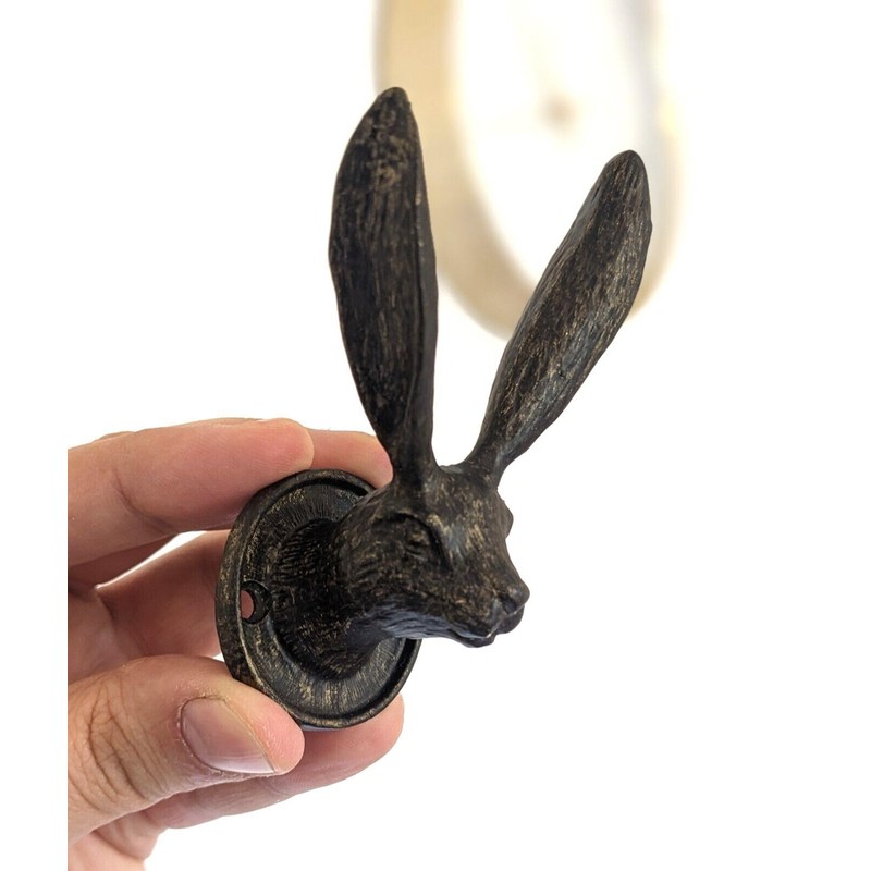 Fyne-Finds Rustic Hare Easter Bunny Coat Towel Hat Hook Vintage