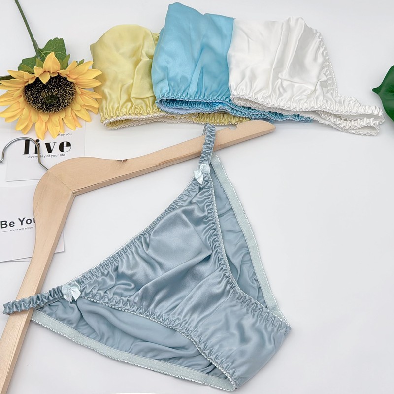 Farlenoyar Ropa interior de playa para mujer, 100% seda, suave,