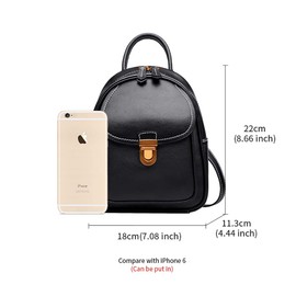 LAORENTOU Women‘s Cow Leather Mini Backpacks Convertable Straps Casual Daypack Small Fashion Backpacks for Women