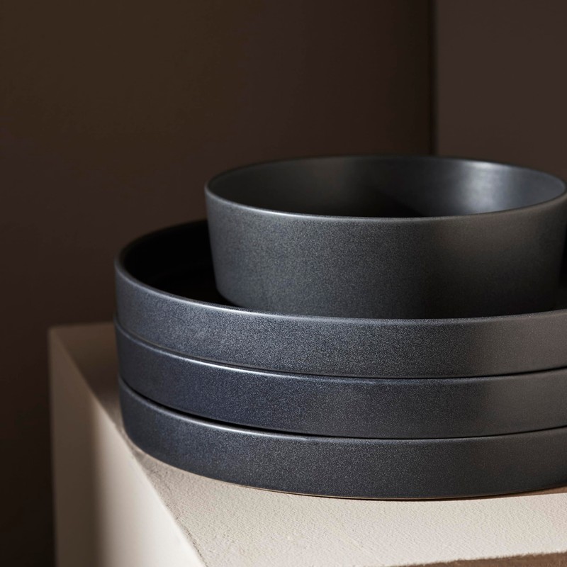 Stone by Mercer Project MODAN 12-Piece Stoneware Dinnerware Set, Plates