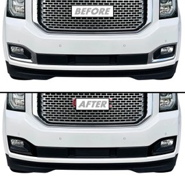 SlickMod Chrome Delete Blackout Vinyl Overlay for 2015-2020 GMC Yukon Front Grill and Fog Light Trim (3. Foglight Trim Only, Gloss Black)