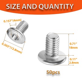 Socell M6x18mm Hex Socket Head Cap Screws Furniture Screws Bolts,50pcs M6x1.0 Bolts,304 Stainless Steel 18-8, Crib Screw,Binding Screw,Furniture Bolt,Hex Spanner Included