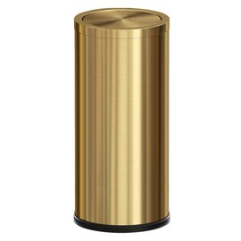 LEASYLIFE 30L/8GAL Gold Brass Kitchen Trash Can,Tall Commercial Garbage can，Large Capacity FILP lid Trash can for Kitchen,Shopping mall,Elevator gate,Airport, Hotel,Commercial (Gold)
