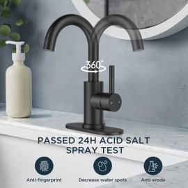 FORIOUS Wet Bar Sink Faucet Single Hole with 360° Swivel Spout, Single Handle Bathroom Faucet 1 Hole or 3 Hole Matte Black with cUPC Supply Line, Single Handle Bathroom Sink Faucet Black Bar Faucet