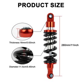 PSLER Updated 280mm Adjustable Motorcycle Rear Shocks Absorber Suspension - 11" Shock 1000LBS for Dirt Pit Bike for Pw80 Apollo Stomp WPB M2R Lucky 50cc 70cc 90cc 110cc 125cc 150cc Ssr 125 Crf50