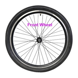 FOMAS Adults tricycle wheels, trike wheels, three wheels, double wall alloy rim, 36x13G black spoke with tire and tube for axle size 15mm(9/16") (20" Front Wheel) DON'T FIT A SCHWINN TRIKE