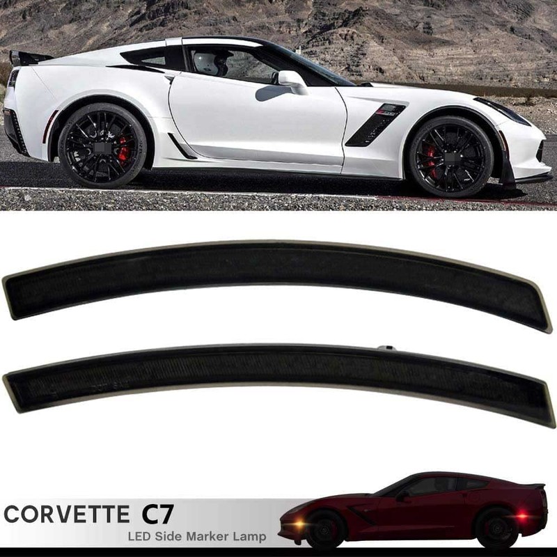 NJSBYL Smoked Lens Corvette C7 LED Front Rear Side Marker
