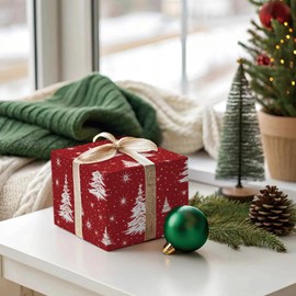 WRAPLULU Red Christmas Tree Wrapping Paper - 4 Jumbo Sheets, 28 * 40 Inches - Snow Xmas Gift Wrapping Paper, Perfect for Kids Adults Christmas' Gift and Winter