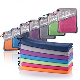SYOURSELF Microfiber Towels,Travel Towel,Camping Towel-Quick Dry Super Absorbent Sweat Towel,Compact Backpacking Towel for Gym,Fitness,Hot Yoga,Workout+Travel Bag(Purple-M)