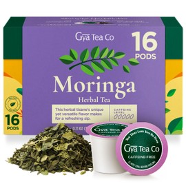 Gya Tea Co Moringa Herbal Tea Pods (16 ct) - Decaf Moringa Tea k Pods for Hair & Skin Health Energy Tea - Delightful Moringa Pure Refresh Pods - Moringa Leaf Tea Lovers Get Well Gifts