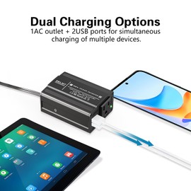 150W Car Power Inverter 12V to 110V AC - ZELMT Car Plug Adapter Outlet with Dual USB Ports (4.8A) - Compact Vehicle Charger for Laptop, Road Trips