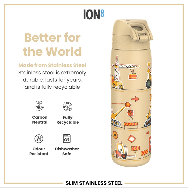 Ion8 Lightweight Steel Water Bottle, 600 ml/20 oz, Non-Insulated, Leak