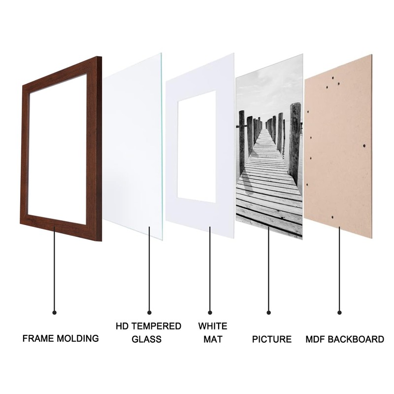 KTKDE 5x7 Picture frame Set of 4,Wine red Wood Grain