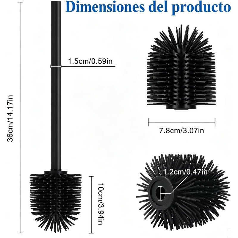 Escobilla de Inodoro de Silicona Vilike-4pcs-bk Set de 4
