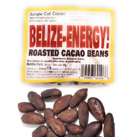 Jungle Cat Cacao 7-Pack (Seven 1oz Packages) of Belize Energy! Roasted Cocoa Beans - Cacao Superfood - Low Caffeine - Equivalent to a Cup of Green Tea - Theobromine - Gentle Stimulant - Magnesium - B Vitamins - Fantastic Strong Dark Chocolate Taste - Lea