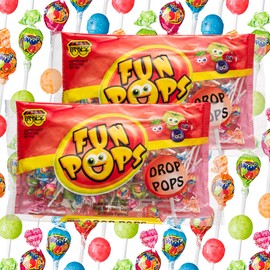 Paskesz Fun Pops - Fruit Flavored Drop Pops, 60 Count, (24 Ounce) | Individually Wrapped Mini Lollipops on Plastic Sticks in 5 Assorted Fruit Flavors, Kosher, Gluten-Free