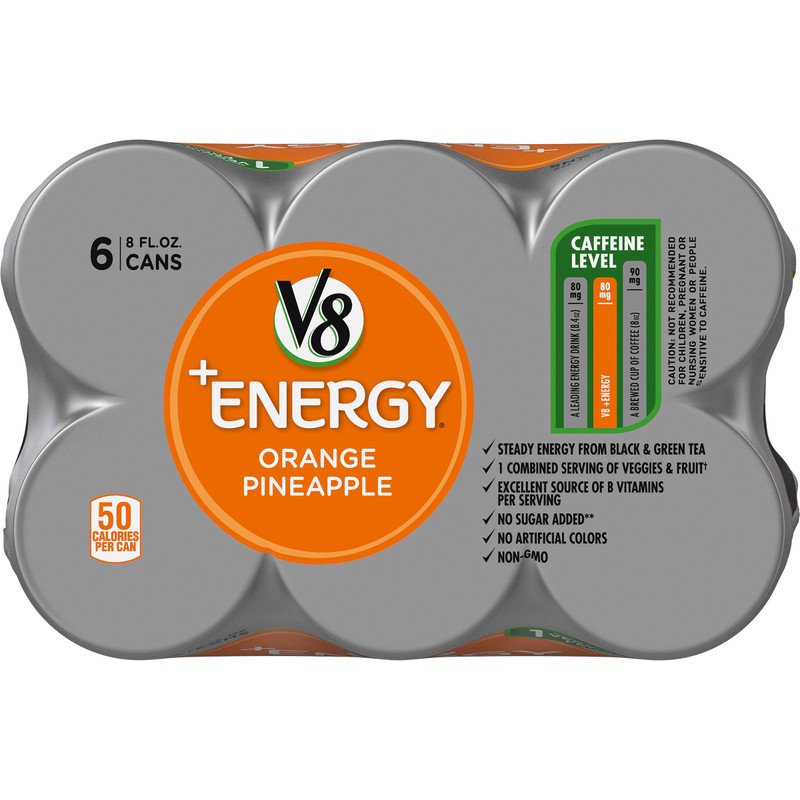 V8 +Energy, Healthy Energy Drink, Natural Energy from Tea, Orange