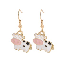 Cute Cow Dangle Earrings for Women - Zodiac Strawberry Cow Jewelry for Women-white
