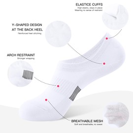 BUDERMMY No Show Socks Womens Low Cut Non Slip Athletic Cotton Invisible Women Sock 5 Pairs (US, Numeric, 9, 11, Regular, Regular, 5 Pairs White)