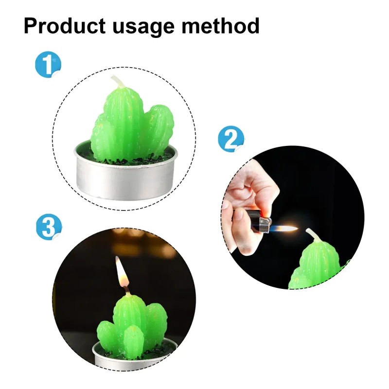 Vela Perfumada Con Diseño De Cactus En Maceta, 24 Piezas
