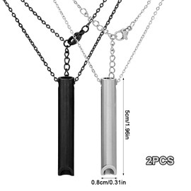 Pack of 2 Hoki Necklace Against Anxiety, Breath Chain Smoking Ceasing Stainless Steel, Portable Breathing Exercises Necklace, 50 + 5 cm Adjustable, Stress Relief Necklace, Mindful for Men and Women,