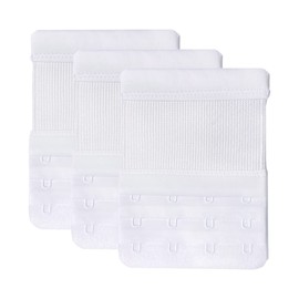 4 Hook Bra Extenders, Stretchy Soft and Comfortable Bra Strap Extender for Women's - 3 Pieces (White)