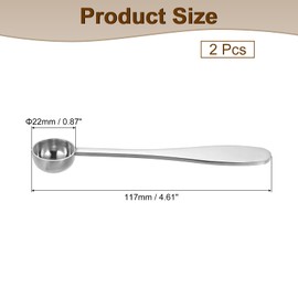 sourcing map 2 Pcs 2.5 ml Teaspoon Scoop, Stainless Steel Measuring Spoon for Loose Leaf Tea, Silver