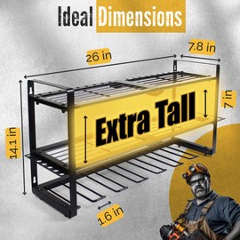 Power Tool Organizer Wall Mount, Drill Holder Wall Mount, Heavy Duty Metal Cordless Tool Organizer for Cordless Drill, Power Tool Holder Rack Suitable for Workshop, Garage (3 Tier 7 Drill Holder)