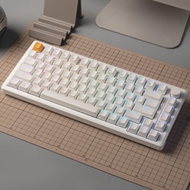 JamesDonkey J2 75% Wireless Mechanical Gaming Keyboard, Gasket 82 Keys Tri-Mode BT5.1/USB-C/2.4GHz RGB Backlit with Custom Knob Super Brown Switch, PTB Keycap, QMK/VIA for Win/Linux/Mac - White