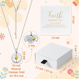 PANTIDE Christian Daisy Locket Necklace for Women Girls - God Has Already Worked Out What You're Worried About Engraved Religious Necklace Inspirational Stainless Steel Jewelry Birthday Gift (Silver)