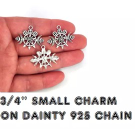 Fashion Jewelry WICCA PENTAGRAM TRIPLE MOON PAGAN  pendant 925 Sterling Silver plated 20" Chain