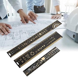 Regla multifuncional, 3 tipos de juego 15/20 / 25cm 6.3/7.87/10.23 pulgadas Regla PCB PCB Ingenieros electrónicos Regla multifuncional Regla de placa 