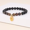 COAI Hamsa Hand Charm Pietersite Black Tourmaline Stone Beaded Bracelet