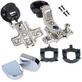 MS Beschläge Glass Door Pot Hinge 1 Pair Glass Door Hinges Diameter 26 mm Shiny Chrome Pot Hinge Cover Showcase Hinge Cabinet Hinge Furniture Hinge (Oval, Inner Stop)