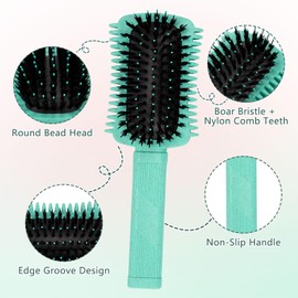 Curling Brush, Pack of 2 Curly Hair Brush, Curl Brush with Boar Bristles for Men and Women, Detangler Brush for Curls, Curling Brush, Natural Curls for Dry and Wet Hair (A)