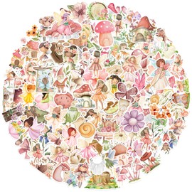 107 Pcs Fairy Stickers Woodland Fairy Birthday Decorations Fairy First Birthday Party Favors Decorations Garden Fairy Party Gift Supplies for Laptop, Guitar, Motorcycle, Water Bottles