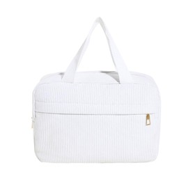 Torytoe Kulturtasche Damen, Kord Kosmetiktasche mit Fächern Make Up Organizer Tasche Reise Kosmetikbeutel Tragbare Waschtasche Cord Kosmetikbeutel für Frauen Mädchen (Weiß)