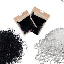 Ligas cabello Sper Pack de Liguitas ligas para cabello nia  1000 Negras  1000 Transparentes  Bolsas Gratis resellables ligas cabello nia ligas para...