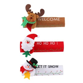 Gadpiparty 3-Piece Christmas Themed Refrigerator Handle Covers Fabric Door Handle Protectors for Kitchen Appliances