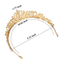 Gold Crown for Women, Crystal Tiara Elegant Queen Crown Wedding Tiara Prom Birthday Party Hair Accessories for Women