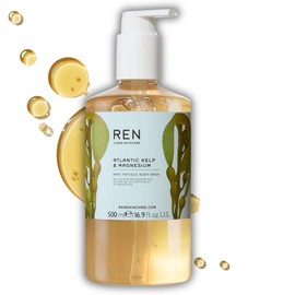 REN Clean Skincare Atlantic Kelp and Magnesium Anti-Fatigue Body Wash, 500ml – Sulphate-Free Revitalizing Body Wash with Essential Minerals, Vegan and Cruelty-Free