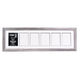 Creative Letter Art 6 Opening Glass Face Driftwood Picture Frame to hold 5 by 7 inch Photographs including 10x36-inch White Mat Collage