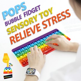 Exun Push Pops Bubble Fidget Sensory Toys Rainbow Popping Silicone Game Toy Anxiety & Stress Reliever Autism Toy for Kids and Adults Anxiety ADHD ADD Autism (Keyboard)