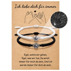 VU100 Couple Bracelet Valentine's Day Bracelet Gift for Him Her Gift for Couple Adjustable Braided Bracelet I Love You Bracelet Gift for Boyfriend Girlfriend Husband Wife Friends Family, Nylon, No